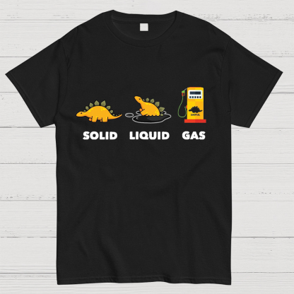 Dinosaur Solid Liquid Gas Science Geeky T-Shirt