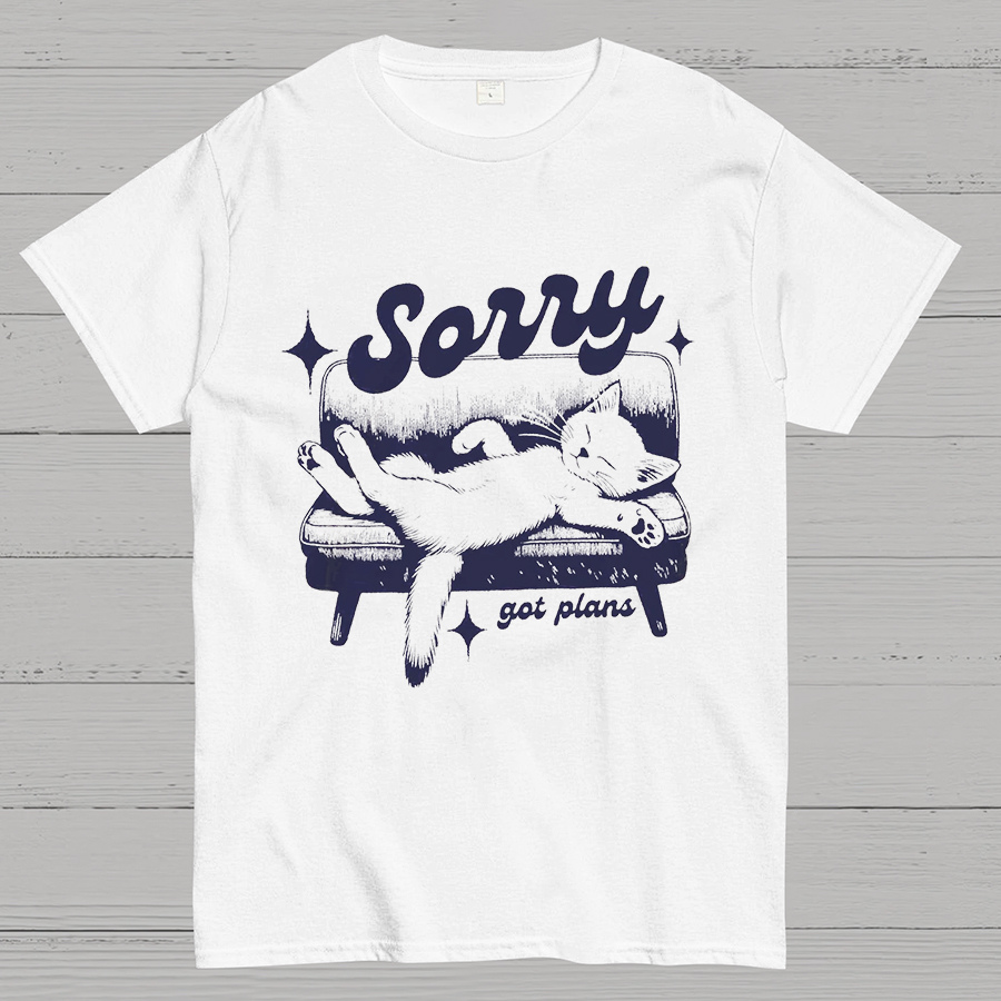 Sorry Got Plans Funny Cat Geeky T-Shirt