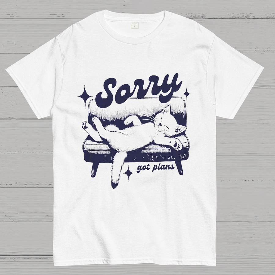 Sorry Got Plans Funny Cat Geeky T-Shirt
