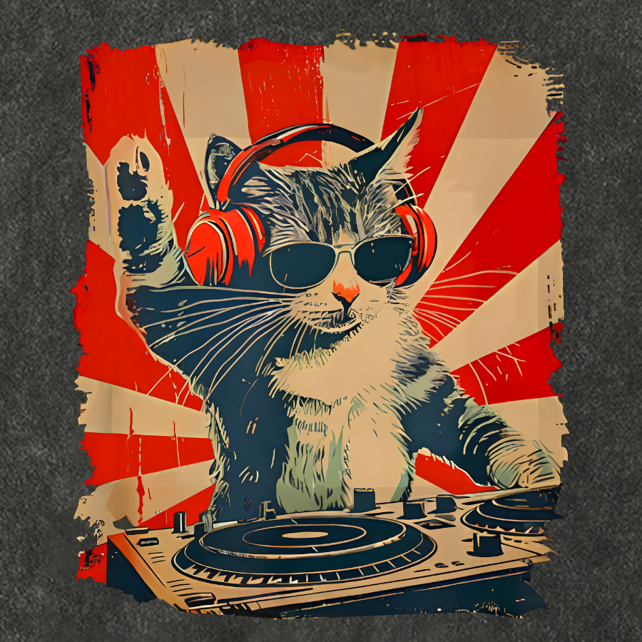 Rock Music Cat Vintage Distressed T-shirt