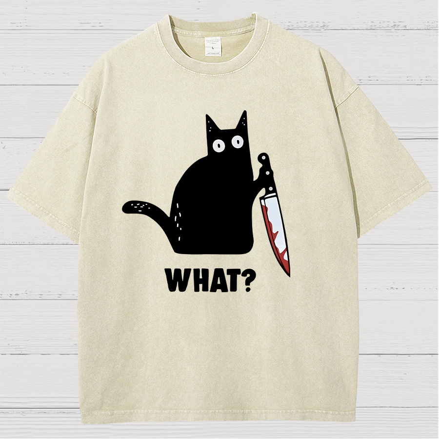 What! Funny Cat Vintage Distressed T-shirt