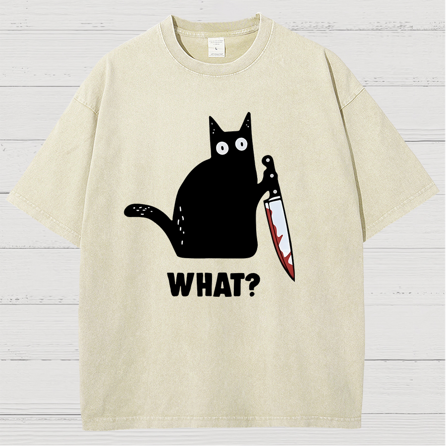 What! Funny Cat Vintage Distressed T-shirt