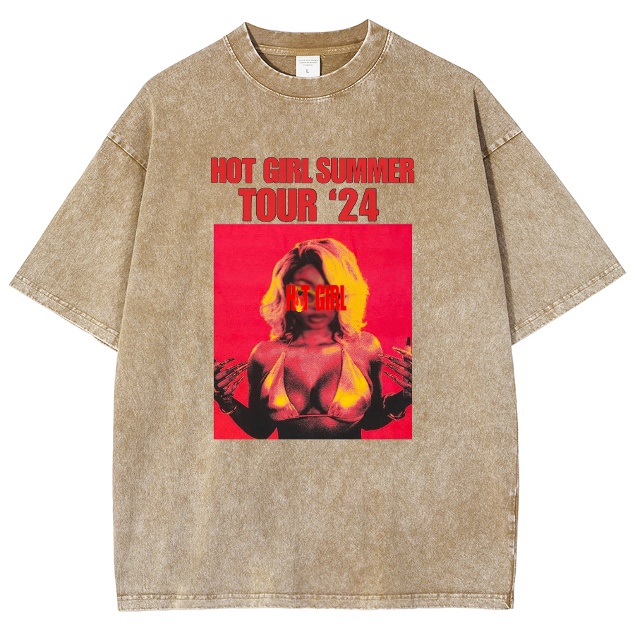 Hot Girl Summer Tour 2024 Megan Print Vintage Distressed T-shirt