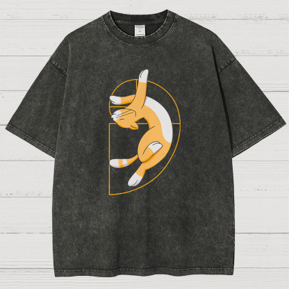 Fibonacci Spiral Cat Vintage Distressed T-shirt