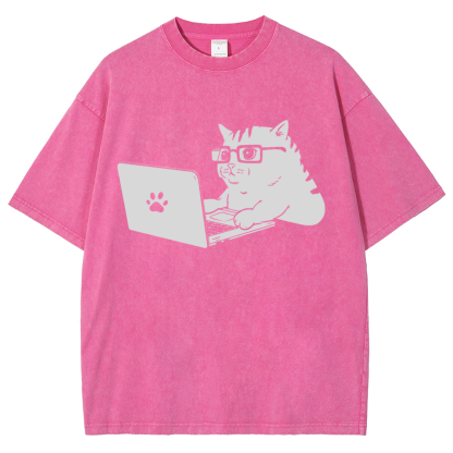 Cats & Computers Vintage Distressed T-shirt