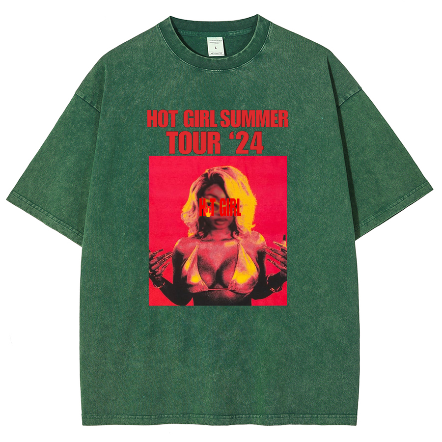 Hot Girl Summer Tour 2024 Megan Print Vintage Distressed T-shirt