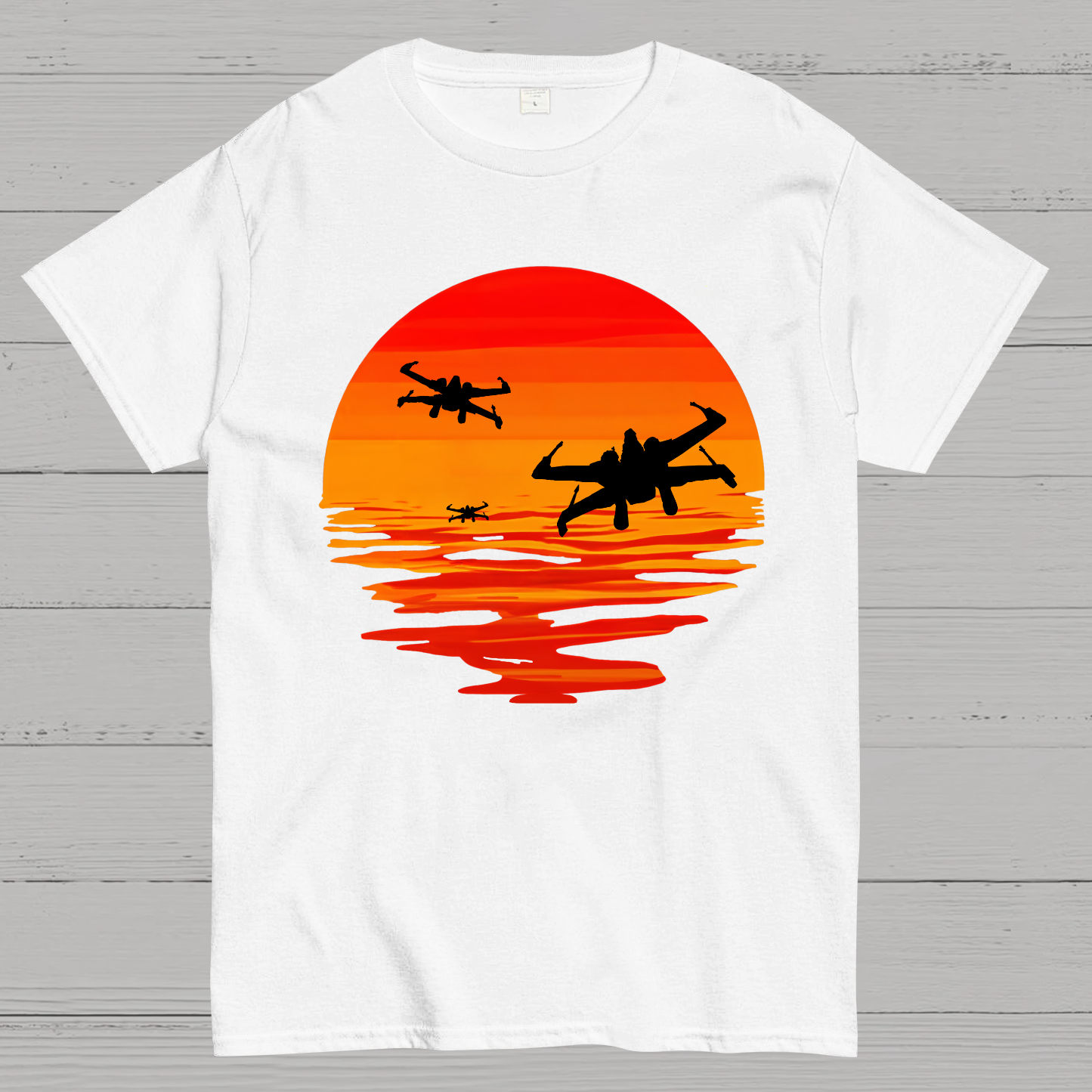 X-wing Starfighter And Sea Sunset Geek T-Shirt