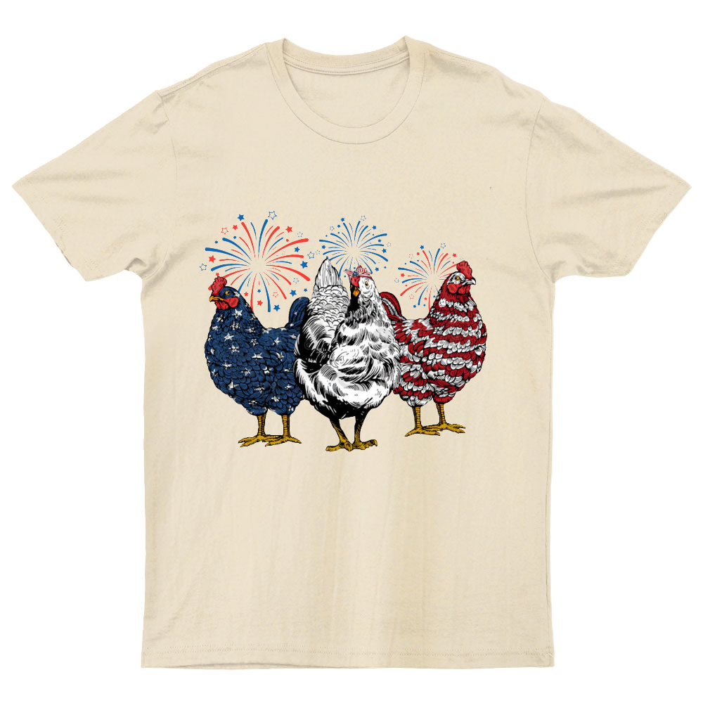 Patriotic USA Chicken Retro American 4th Of July Nerdy T-Shirt