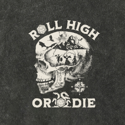 DND SHIRT: Roll High or Die Dungeons and Dragons Cotton Hat