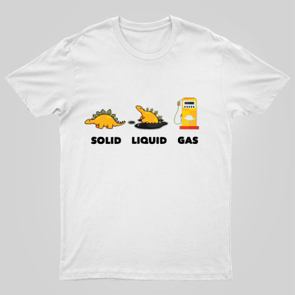 Dinosaur Solid Liquid Gas Science Geeky T-Shirt