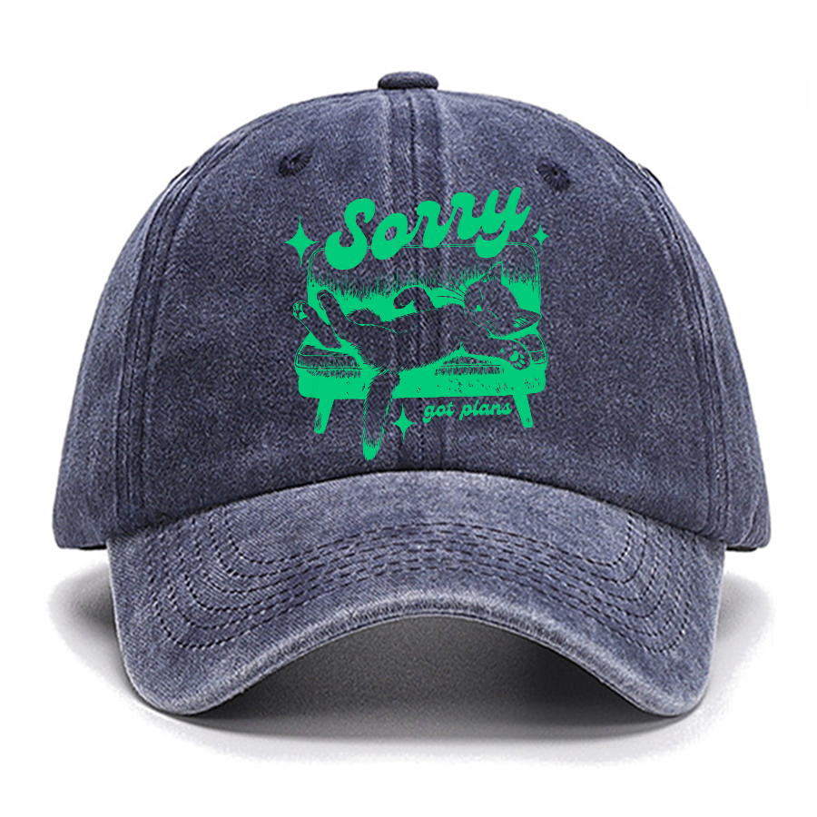 Sorry Got Plans Funny Cat Cotton Hat