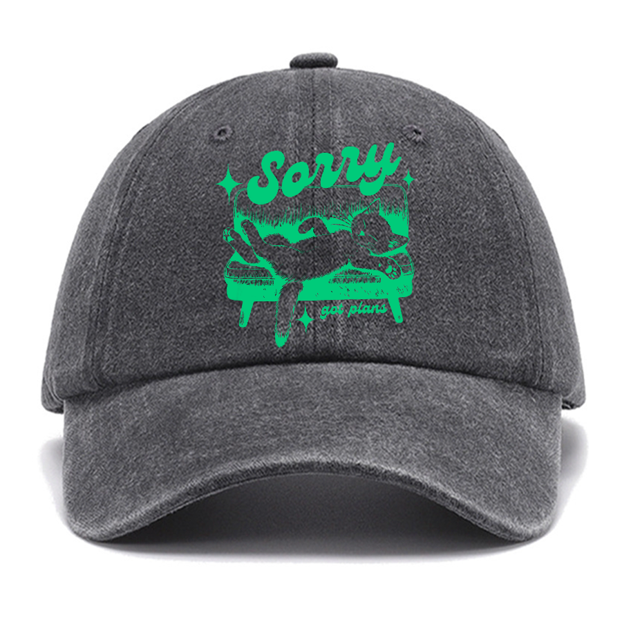 Sorry Got Plans Funny Cat Cotton Hat