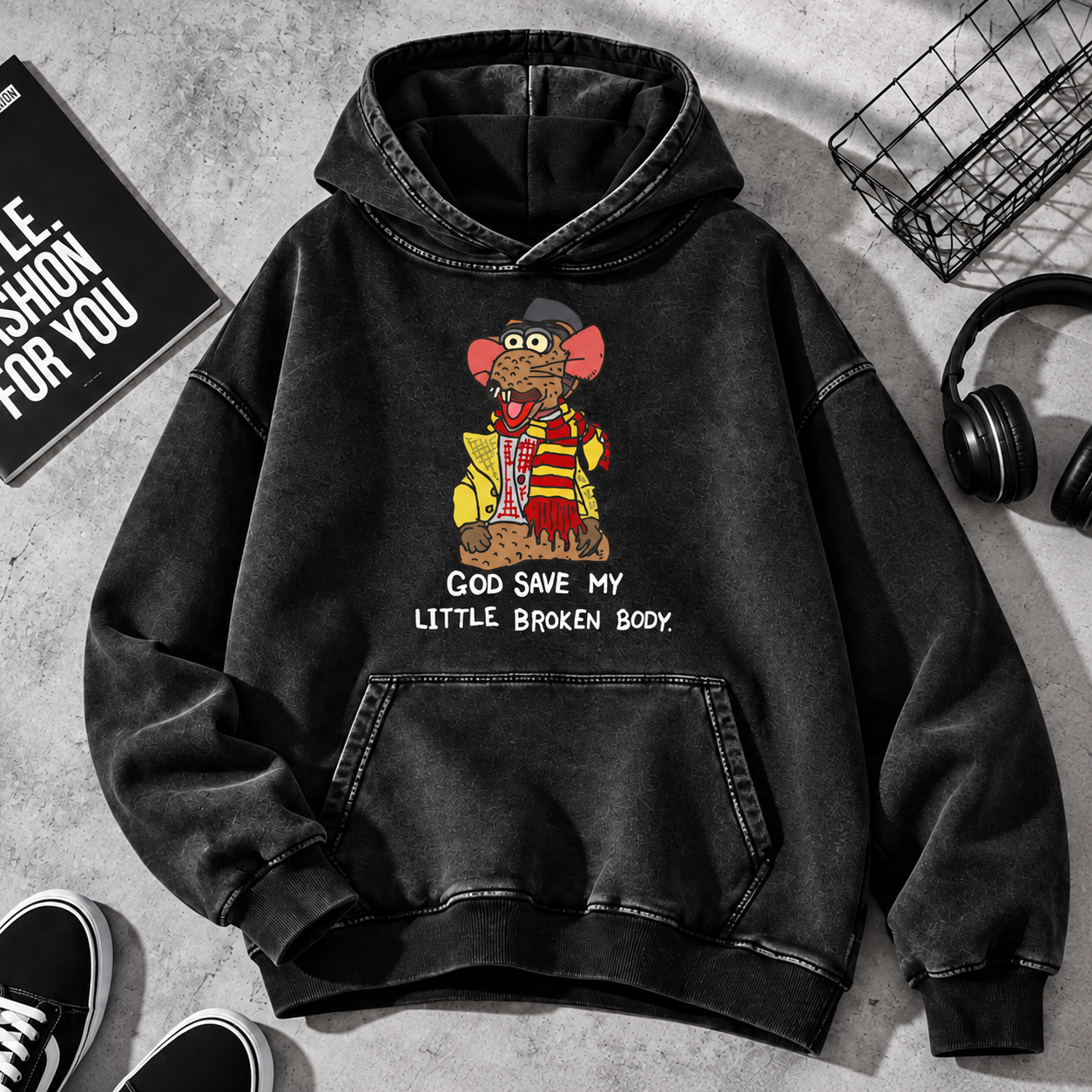 Crazy Monster Christmas Carol - Rizzo's Little Broken Body Vintage Distressed Hoodie