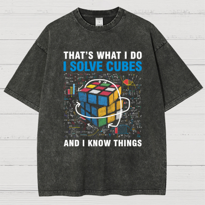 Competitive Puzzle I Solve Cubes And I Know Thing Cubing Vintage Distressed T-shirt