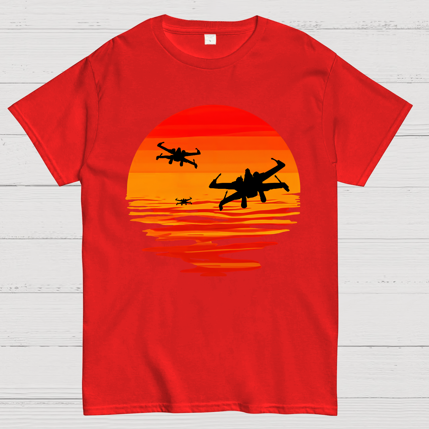 X-wing Starfighter And Sea Sunset Geek T-Shirt