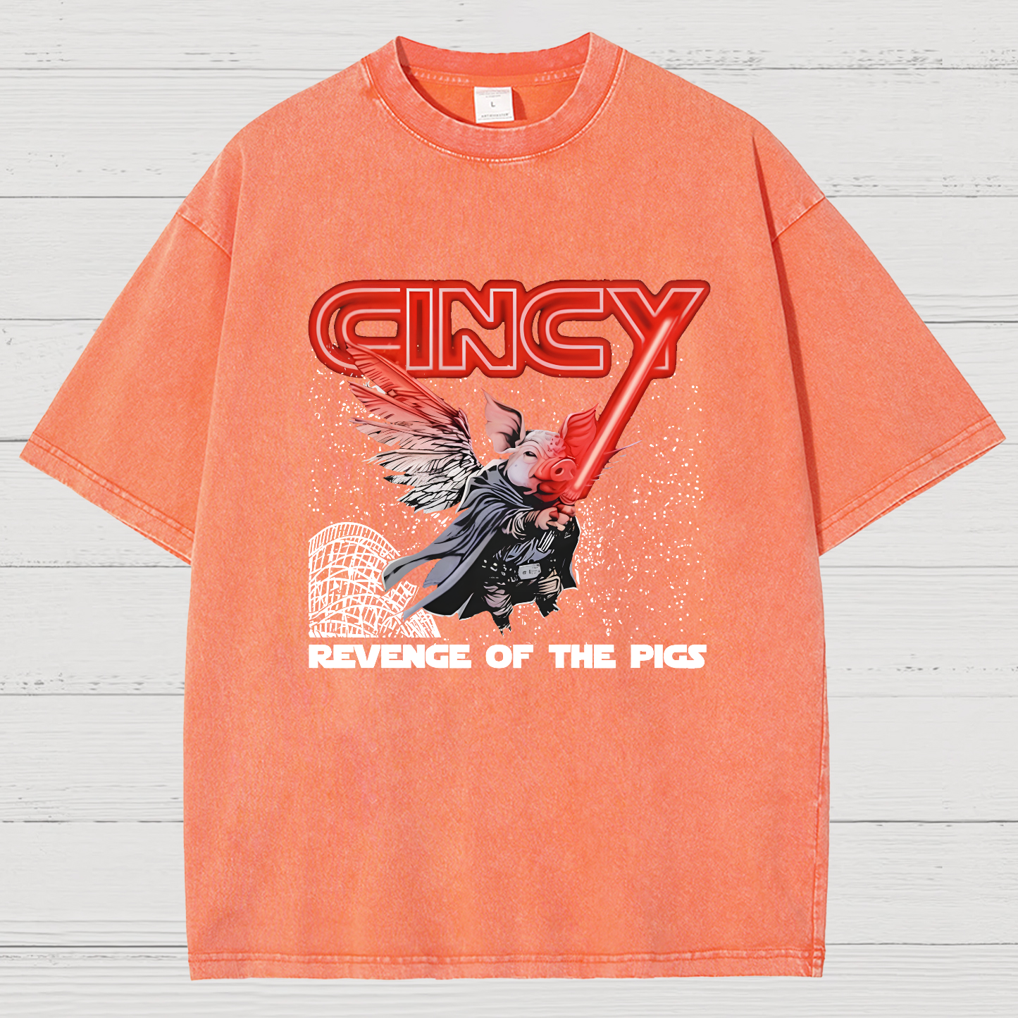 Revenge of the pigs graphic Vintage Distressed T-shirt