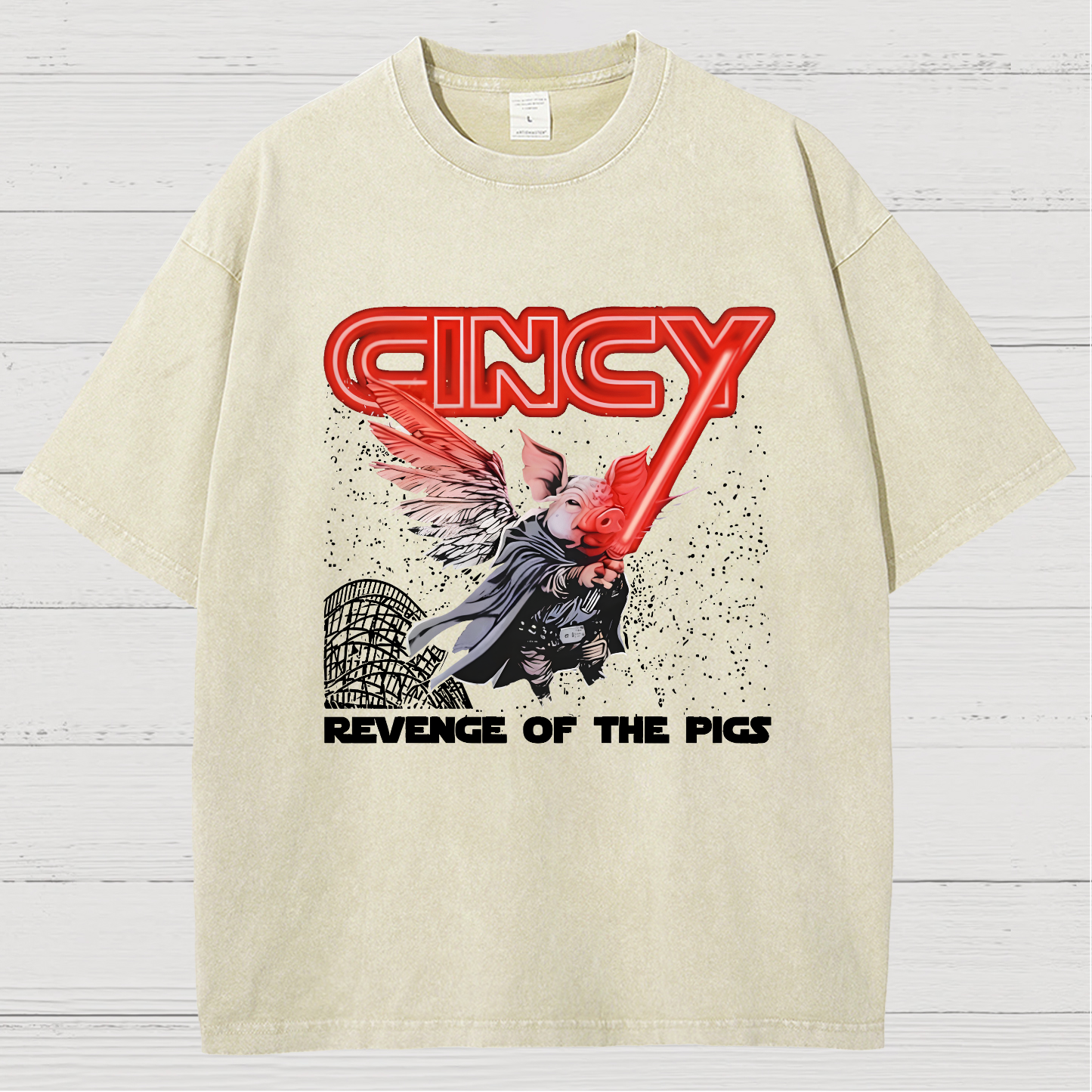 Revenge of the pigs graphic Vintage Distressed T-shirt