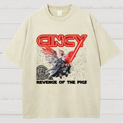 Revenge of the pigs graphic Vintage Distressed T-shirt
