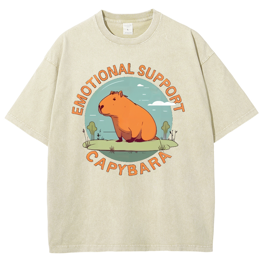 Emotional Support Capybara Vintage Distressed T-shirt