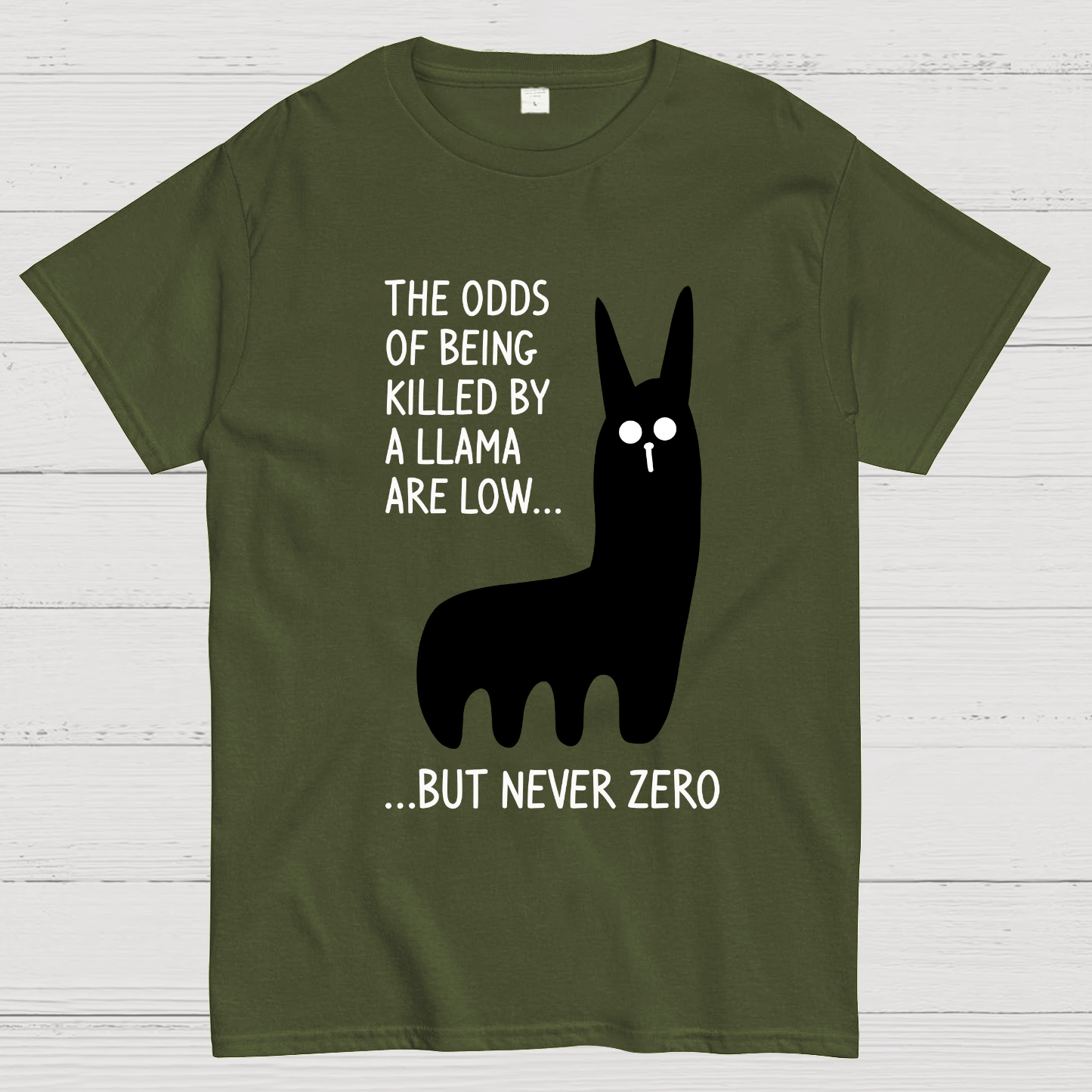 The Odds Of Being Killed By Allama Are Low But Never Zero Killer Llama Geek T-Shirt