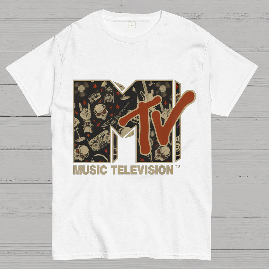 Mademark - MTV Rock n Roll Music Hard Heavy Metal Skull Guitar Vintage Nerdy T-Shirt