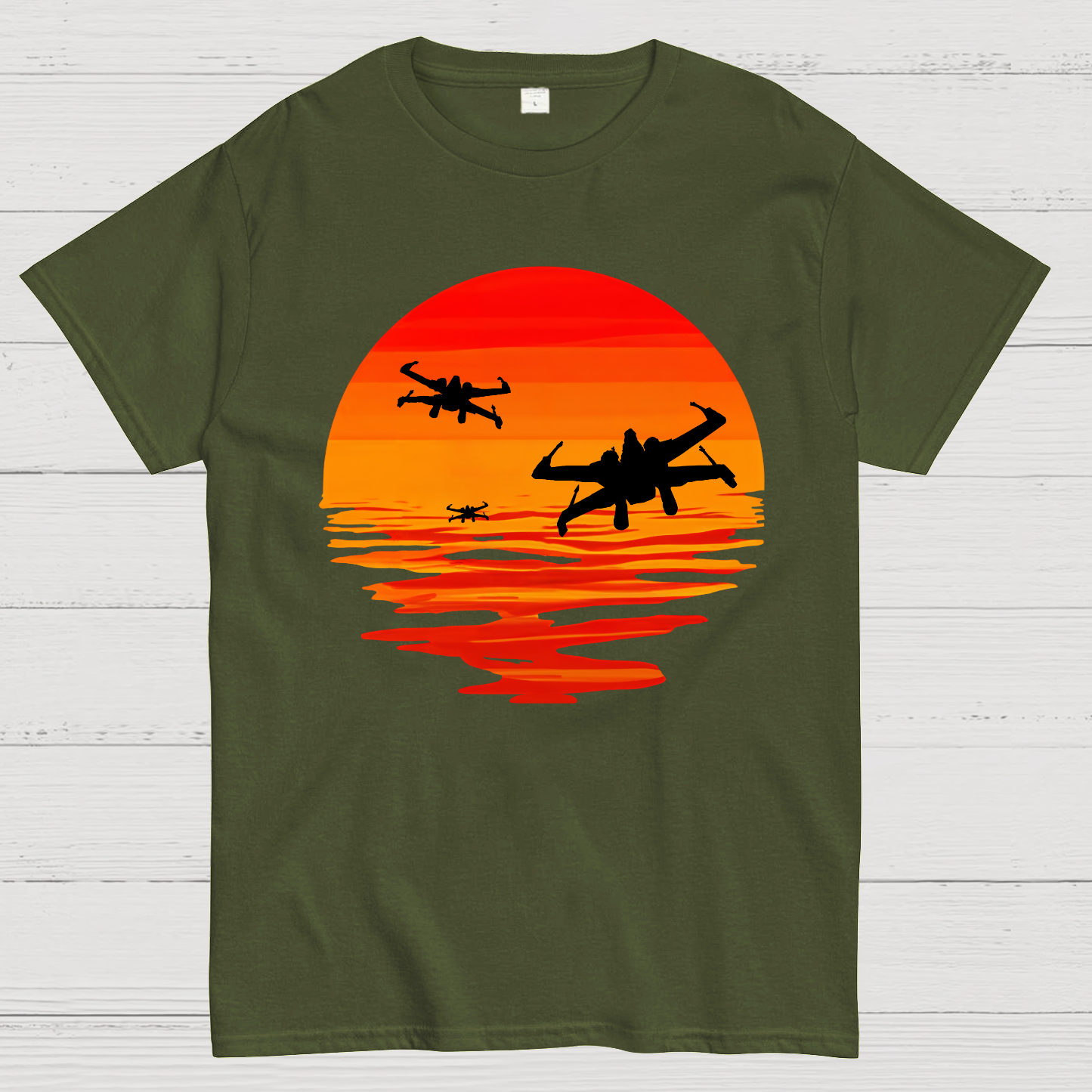 X-wing Starfighter And Sea Sunset Geek T-Shirt