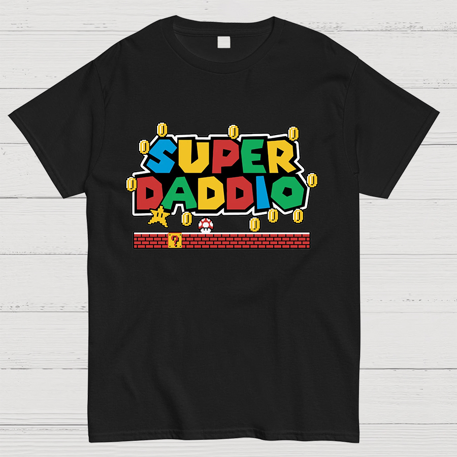 Father's Day Gift Father's Day SUPER DADDIO Gamer Dad Geeky T-Shirt