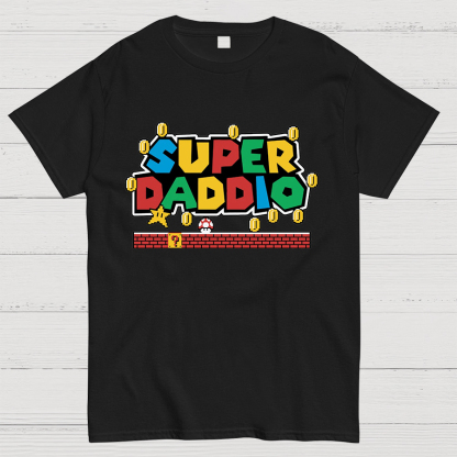 Father's Day Gift Father's Day SUPER DADDIO Gamer Dad Geeky T-Shirt