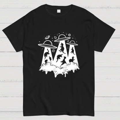 Dinosaur Alien Abduction Unisex Adult Geeky T-Shirt