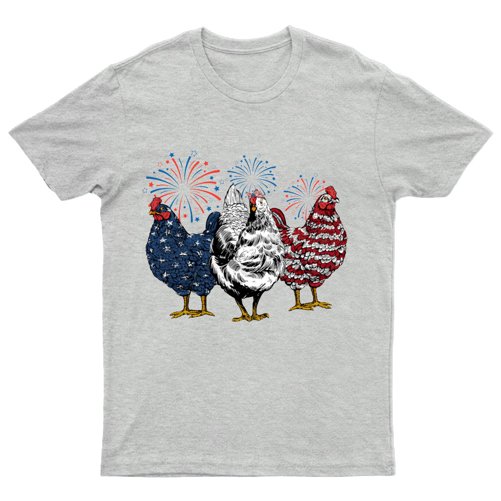 Patriotic USA Chicken Retro American 4th Of July Nerdy T-Shirt