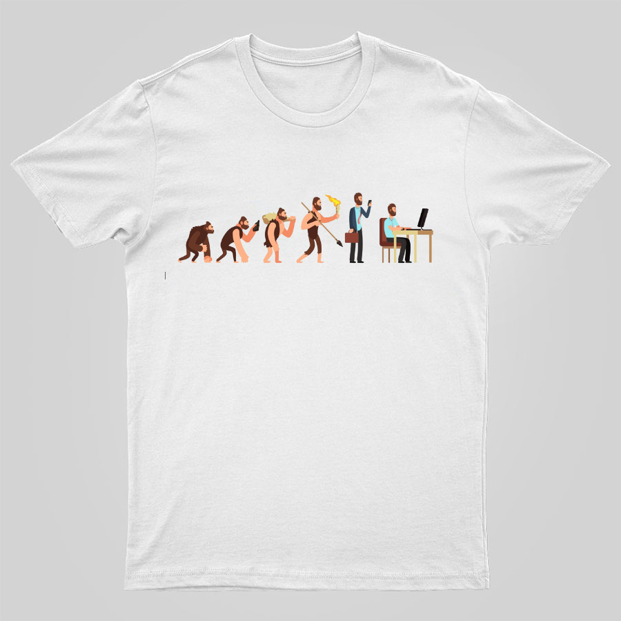 Human evolution From monkey to businessman and computer user Geeky T-Shirt