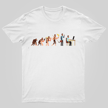 Human evolution From monkey to businessman and computer user Geeky T-Shirt