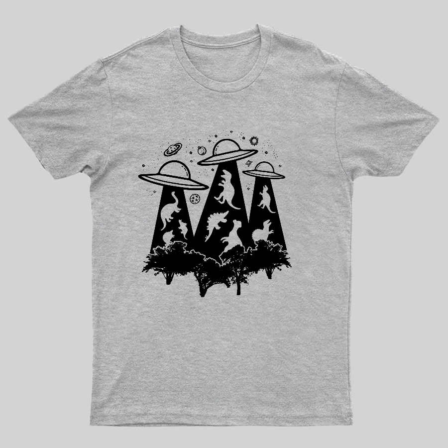 Dinosaur Alien Abduction Unisex Adult Geeky T-Shirt