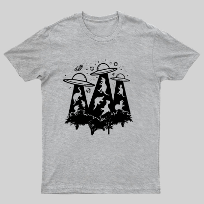 Dinosaur Alien Abduction Unisex Adult Geeky T-Shirt
