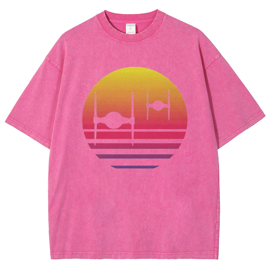 Tie Fighter Sunset Vintage Distressed T-shirt