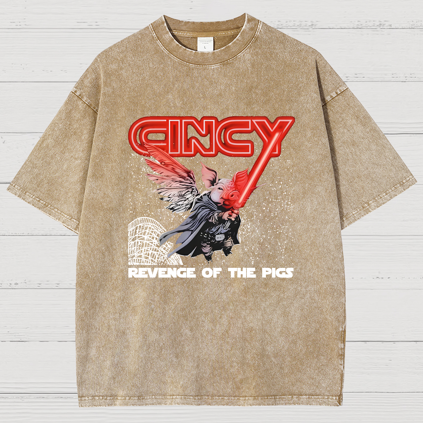 Revenge of the pigs graphic Vintage Distressed T-shirt