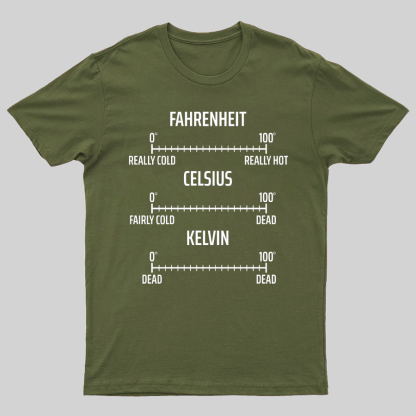 Fahrenheit Celsius Kelvin Geeky T-Shirt