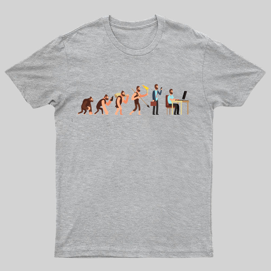 Human evolution From monkey to businessman and computer user Geeky T-Shirt