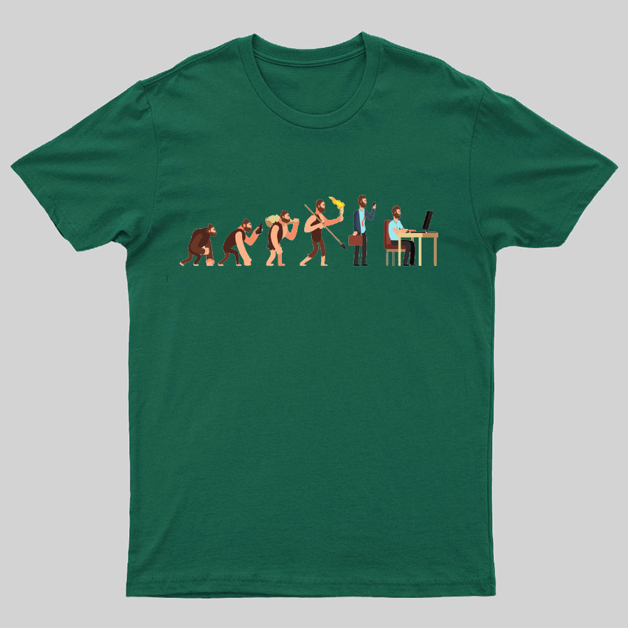 Human evolution From monkey to businessman and computer user Geeky T-Shirt