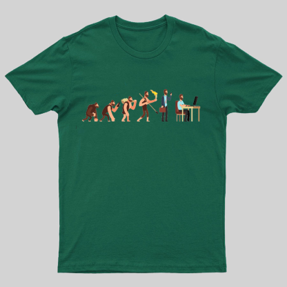Human evolution From monkey to businessman and computer user Geeky T-Shirt
