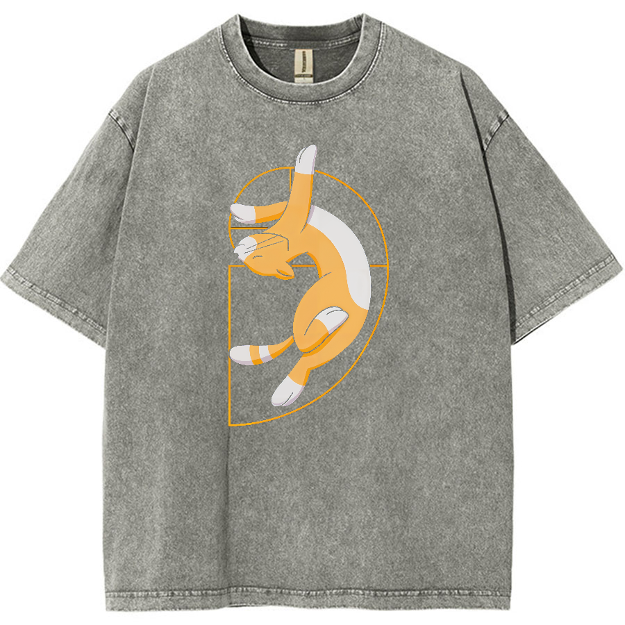 Fibonacci Spiral Cat Vintage Distressed T-shirt
