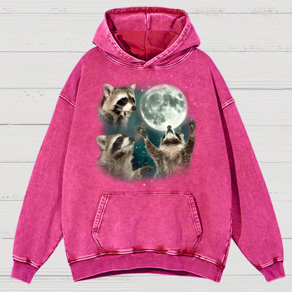  Three Raccoons Moon  Vintage Distressed Hoodie
