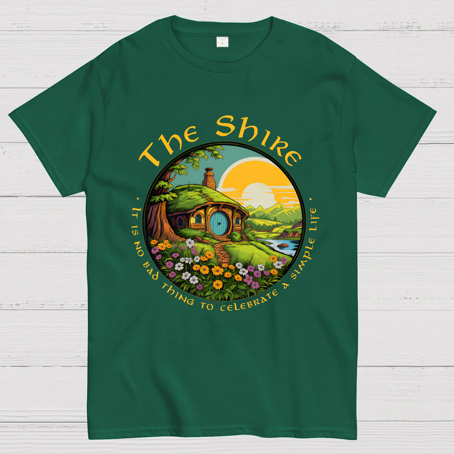 The Shire Home Middle Earth Wizard Journey Fellowship Elvish Bookish Geek T-Shirt