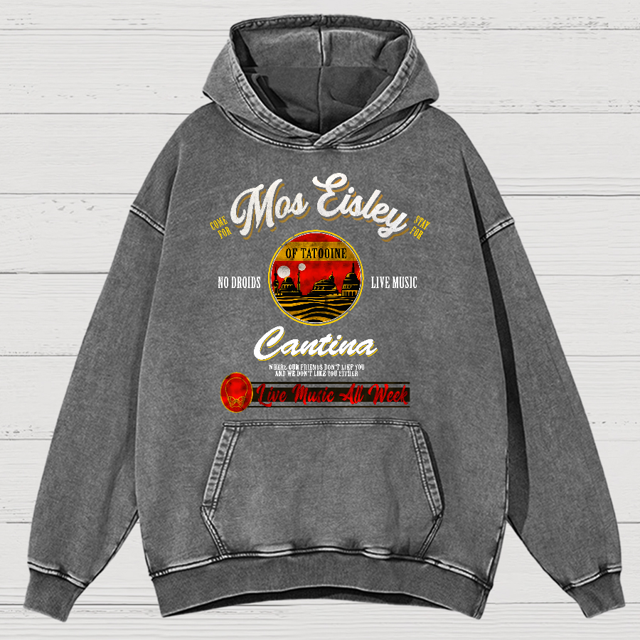 Mos Eisley Cantina Tatooine Graphic Print Vintage Distressed Hoodie