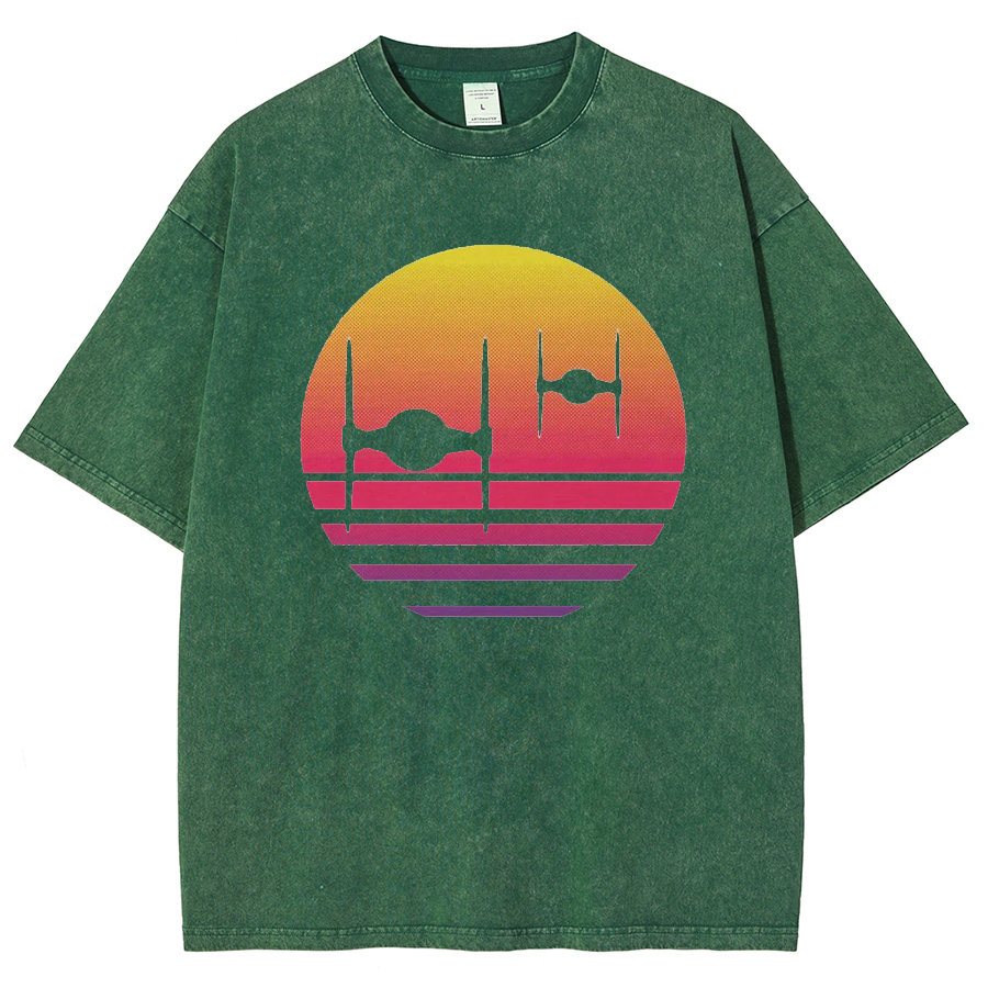 Tie Fighter Sunset Vintage Distressed T-shirt