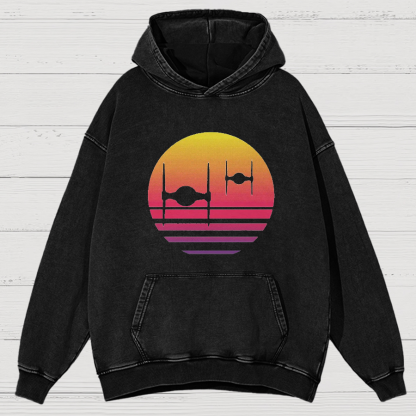 Tie Fighter Sunset Vintage Distressed Hoodie