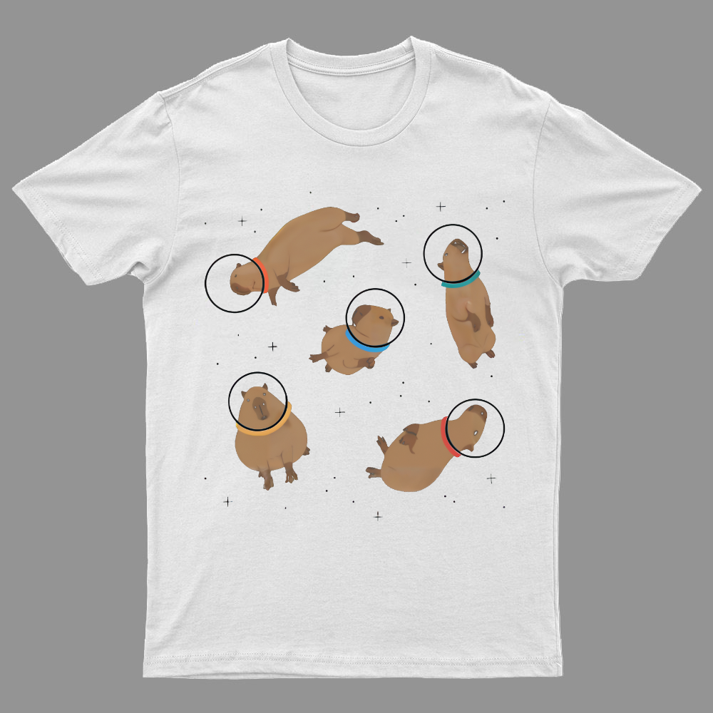 Capybara in Space Funny Geeky T-Shirt