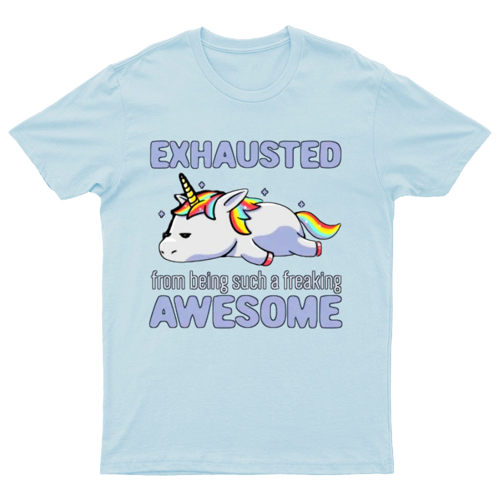 Exhausted From Being Awesome Lazy Unicorn Gift T-Shirt