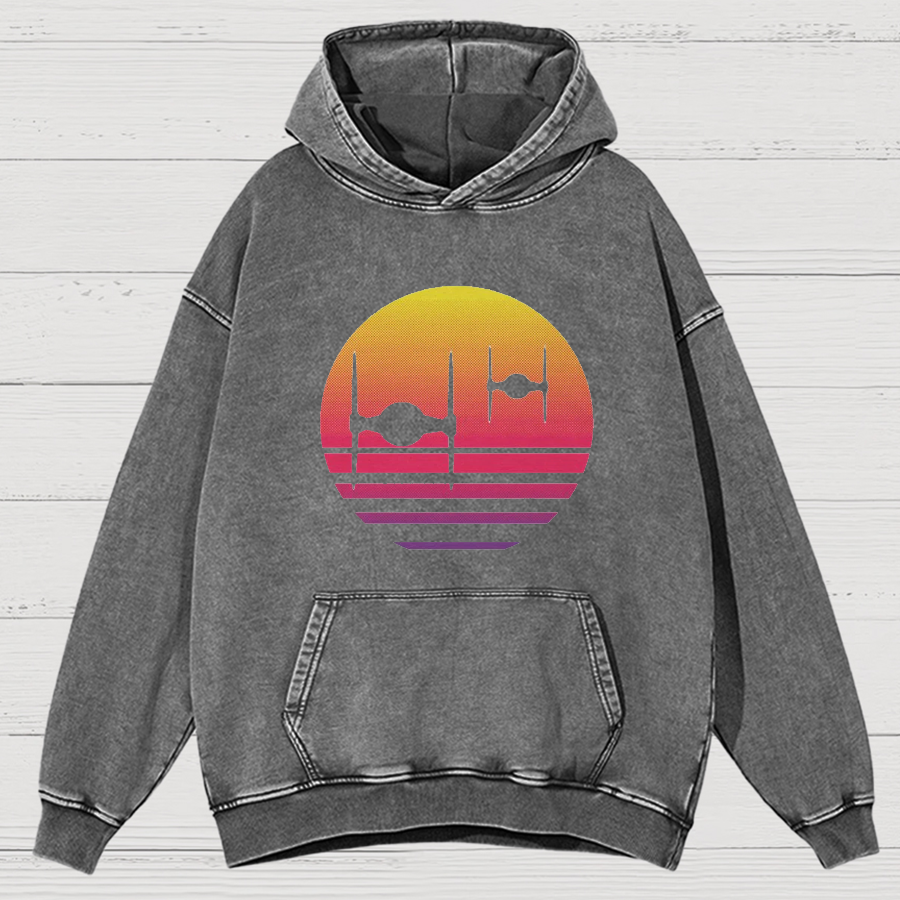 Tie Fighter Sunset Vintage Distressed Hoodie
