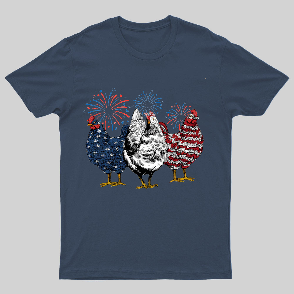 Patriotic USA Chicken Retro American 4th Of July Nerdy T-Shirt